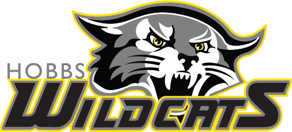 Hobbs Elementary School logo, they are the Wildcats, Black, grey and bright yellow colors